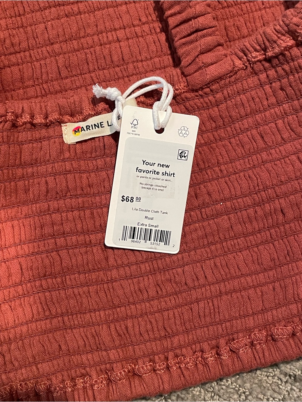 Marine Layer | NWT Lila Double Cloth Tank | Rust XS - Picture 6 of 7